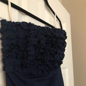 Navy blue strapless dress